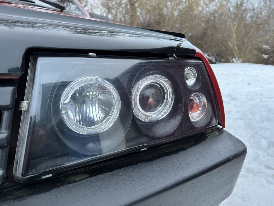 Фары ваз 2108,2109,099 тюнинг Ангельские глазки с линзой черные