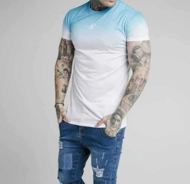 Tshirt koszulka męska Sik Silk rozmiar L XL biała niebieska ombre nowa
