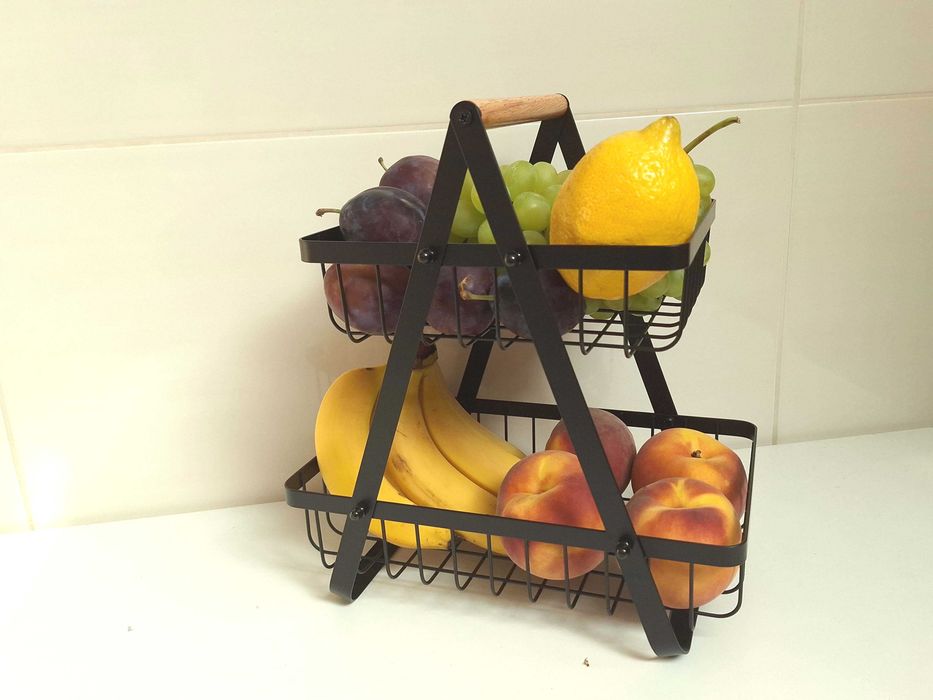 N O W Y koszyk na owoce warzywa metalowy czarny loft do łazienki