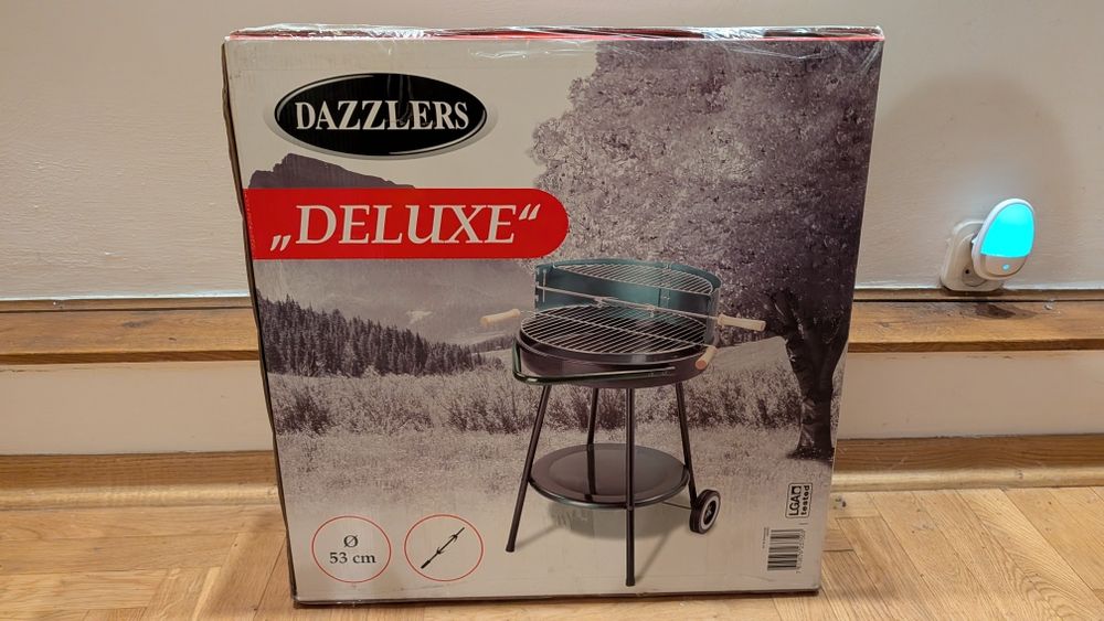 Nowy grill okrągły na kółkach, ogrodowy średnica 53cm