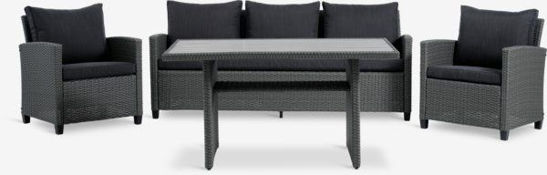 Promocja.Meble ogrodowe duuża sofa dwa fotele, stół .z półką.