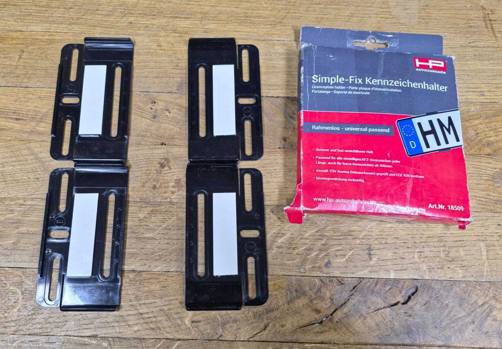 zestaw bezramkowych uchwytów do tablic rejestracyjnych HP Simple-Fix