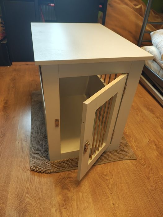 Kenel dla psa klatka transporter drewniany biały 38x55x53