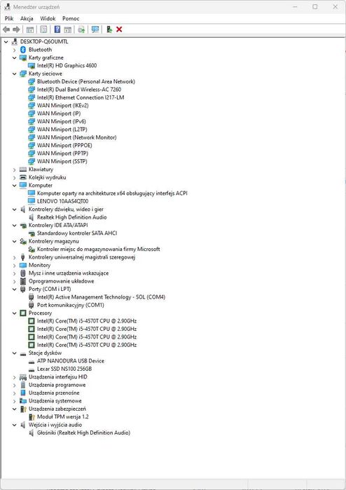 Komputer Lenovo M93p ThinkCentre Tiny i5, 8GB, 256GB SSD