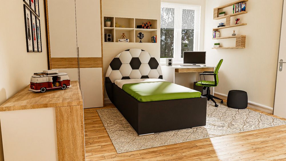 Łóżko sypialniane tapicerowane dla chłopca