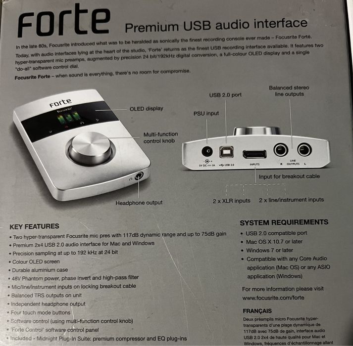 Продам звуковую карту, аудиоинтерфейс Focusrite Forte