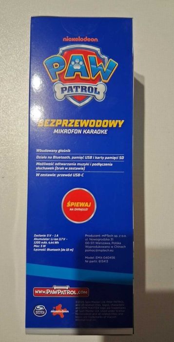 Mikrofon Bezprzewodowy Karaoke Psi Patrol PAW PATROL