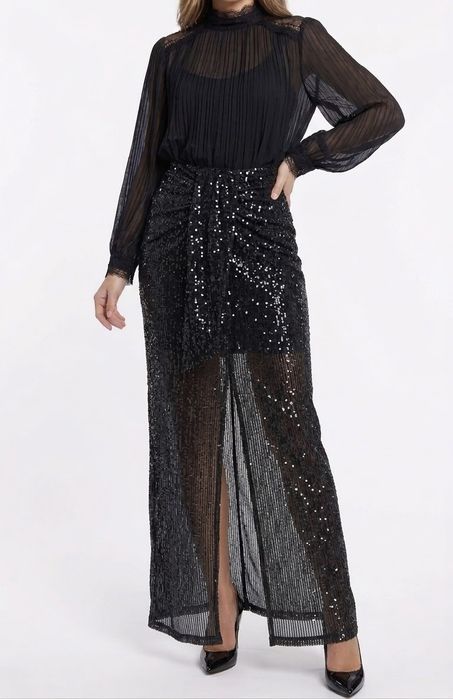 Elegancka spódnica czarna cekiny rozm S m l
