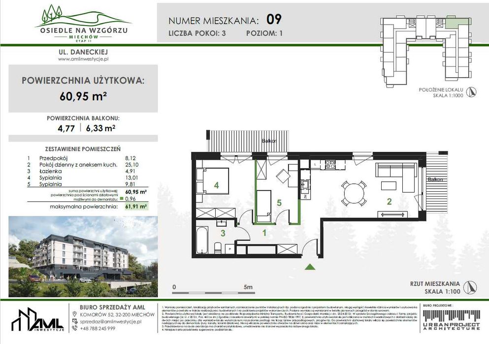 Mieszkanie 60,95 m² Osiedle Na Wzgórzu Miechów