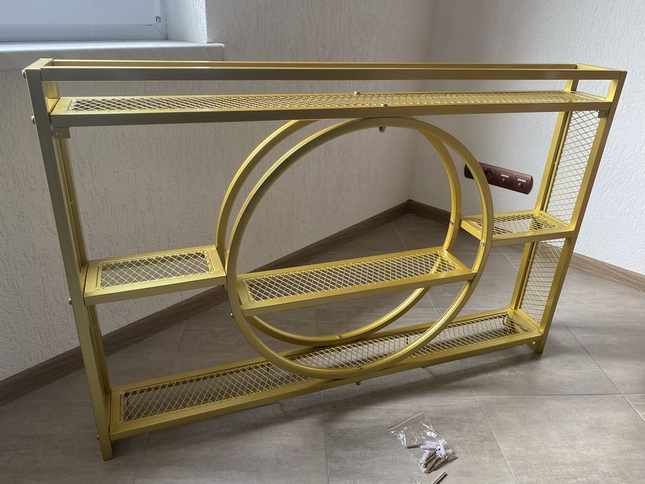 Nowoczesna Złota Konsola Loft / Regał Ścienny Glamour – NOWA!