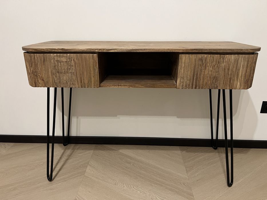 Toaletka, biurko, drewno mangowe, czarne nogi, ręcznie wykonana