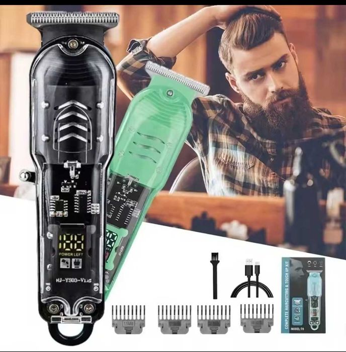 Машинка для стрижки трімер  аккумуляторний Skeleton 4 насадки 1200 Mah