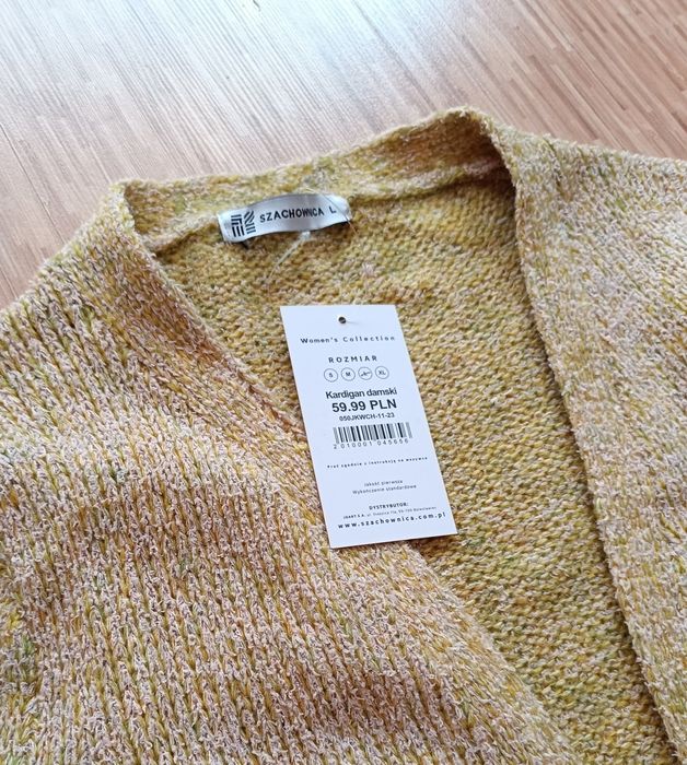 Nowy sweter kardigan Szachownica L