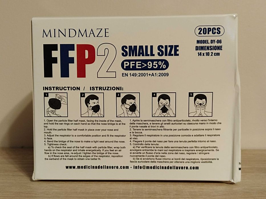 Maseczki FFP2 small size 95% filtrowania sztuk białe 20sztuk