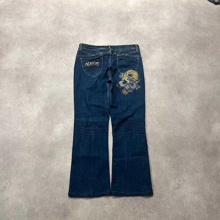 Vintage Spodnie Jeansy Y2K Denim Pants Coquette Haft Retro Swag Trendy