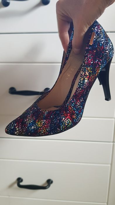 Buty na obcasie 36 mozaika multikolorowe