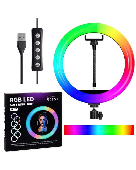 Кільцева різнобарвна селфи-лампа Led RGB MJ26