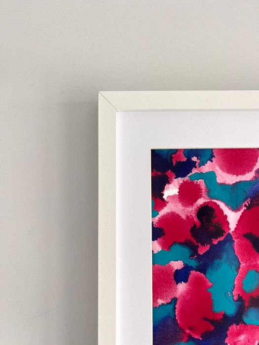 Quadro - Pintura abstrata em acrílico com moldura