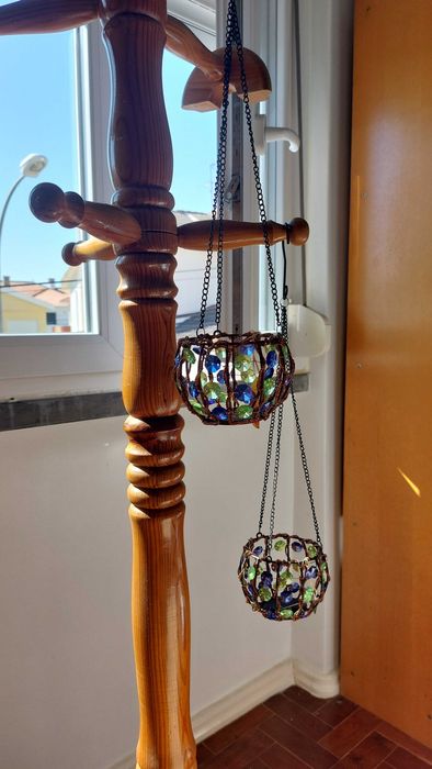 Par de Castiçais Suspensos Decorativos Estilo Boho/Rústico