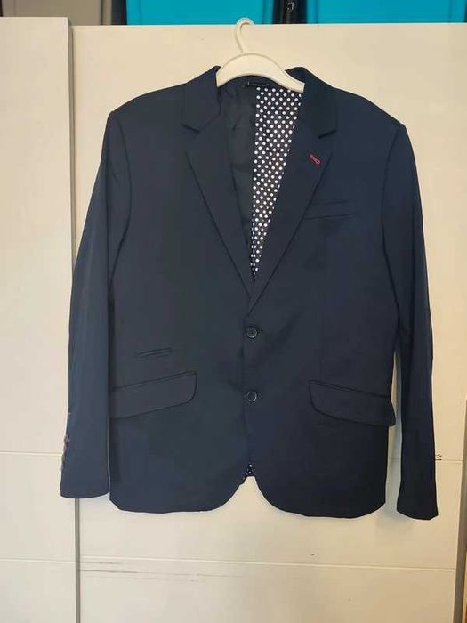 Lansier marynarka elegancka granatowa wiskoza 60