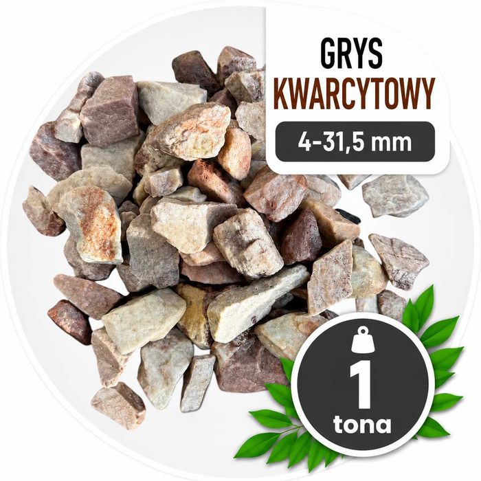 Kamień kamyk grys kwarcyt kliniec kwarcytowy ozdobny 4-31,5 kolor 1 tona