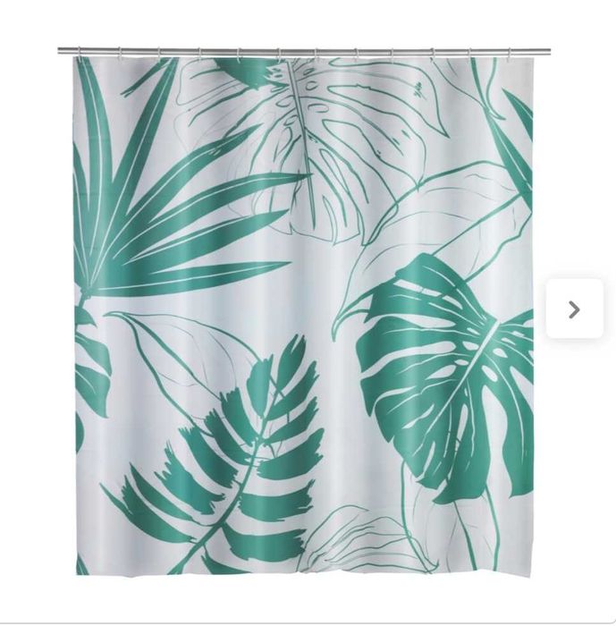 Zasłona prysznicowa Wenko wzór liście zieleń biel