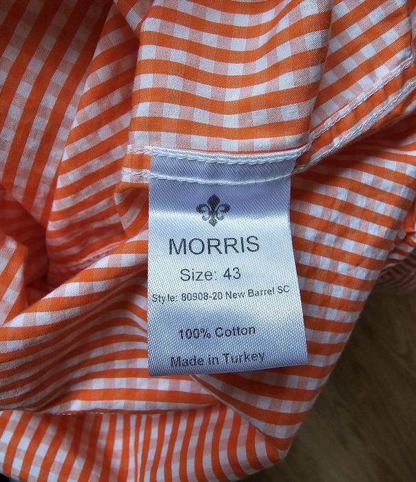 Morris Stockholm męska koszula w kratę pomarańczowa 43  XL