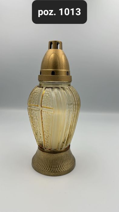 Znicz 6szt,  żółty  szklany 23 × 9cm