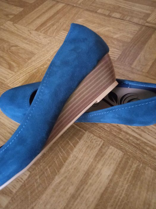 baleriny granatowe zamszowe