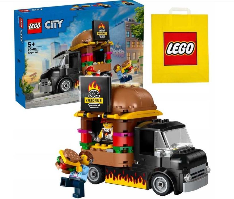 LEGO CITY 60404 Ciężarówka z Burgerami PREZENT NA WIELKANOC + TORBA