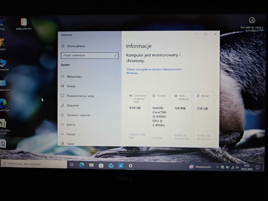 Super biznesowy Dell 5580 i5/256GB SSD/8GB RAM nowa bateria
