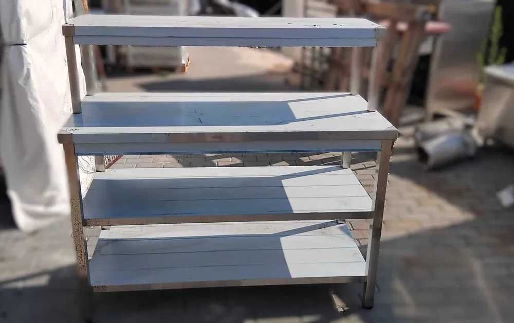 Mesa com Prateleira Superior em Inox - NOVA