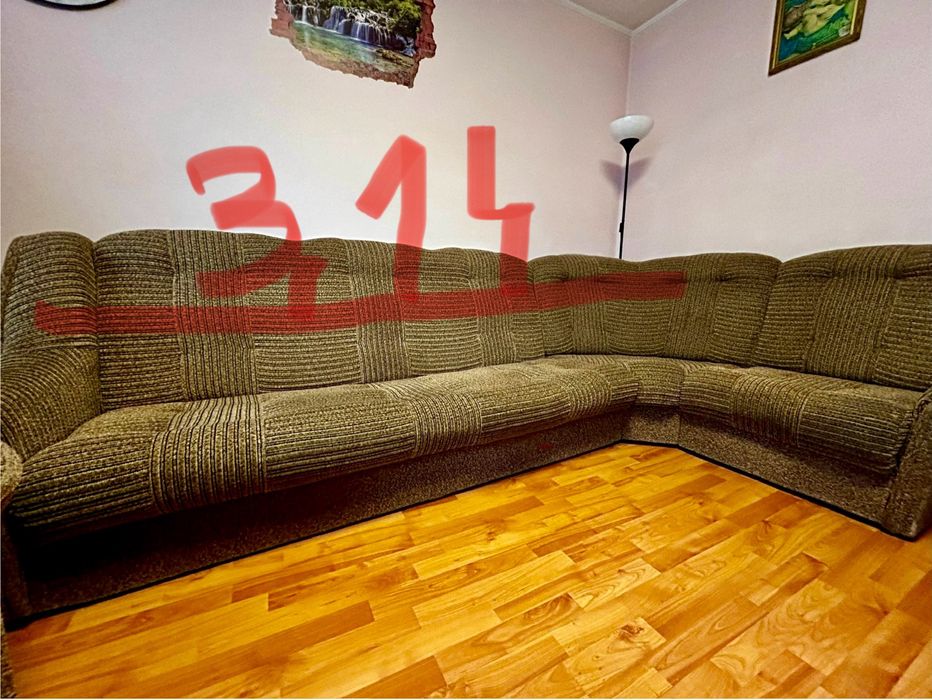 Duży narożnik komplet fotel i puf