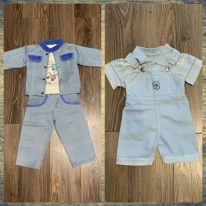 Костюм джинсовый на мальчика, шорты-комбинезон, р. 6-9-12-18 месяцев
