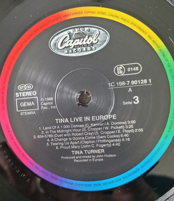 Tina Turner  - Tina Live In Europe 2LP 1988 Eu. EX