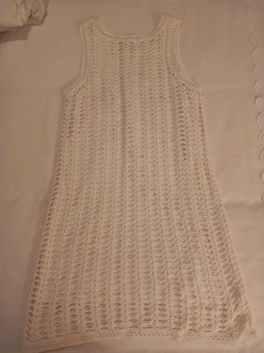 Vestido branco crochet forrado tamanho L - Mango