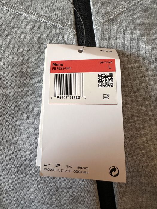 Толстовка чоловіча Nike Tech Fleece Full-Zip Hoodie Grey FB7921-063