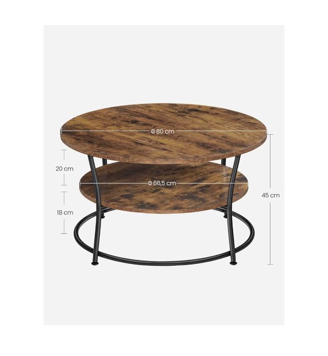 Stolik kawowy okrągły 80cm średnicy rustykalny