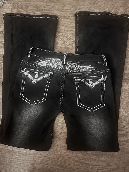 Y2k opium bootcut flared jeans джинси bimbo goth готика alt