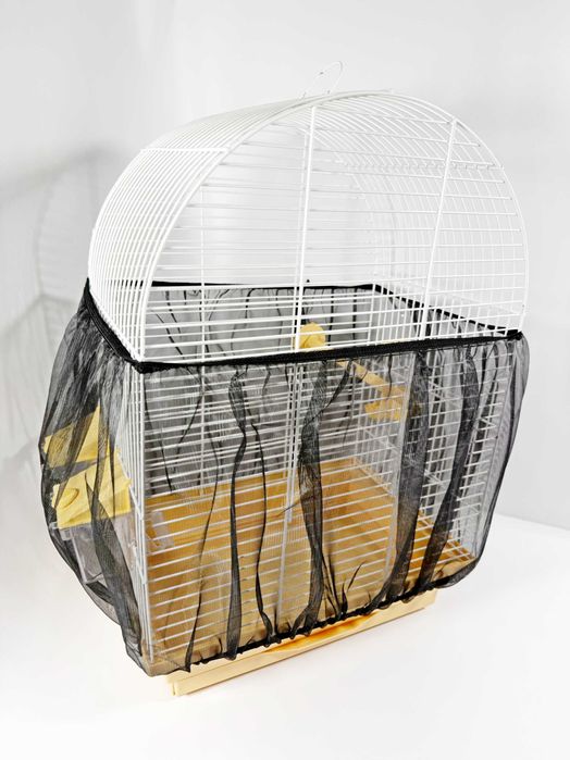 Защитная сетка к клетке для птиц от пыли и мусора, черная, размер S/M