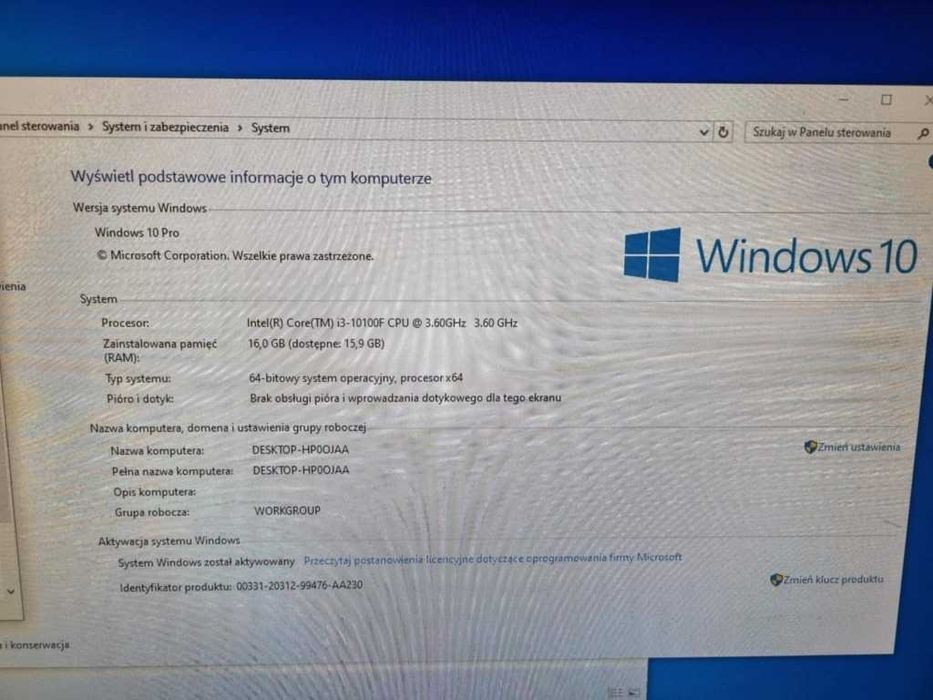 Komputer stacjonarny / i3-10100F / GTX 1650 OC 4GB / 16GB RAM