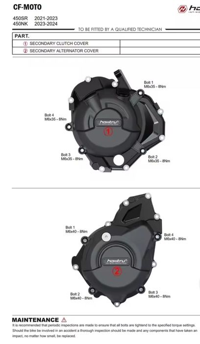 Захисні кришки картеру захист двигуна боковий  CFmoto 450