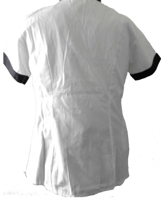 damski komplet biały z granatowymi dodatkami żakiet + spódnica  r. M