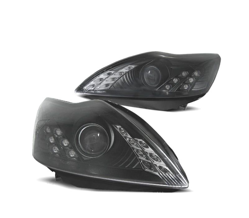 FARÓIS ANGEL EYES FORD FOCUS 08-11 FUNDO PRETO