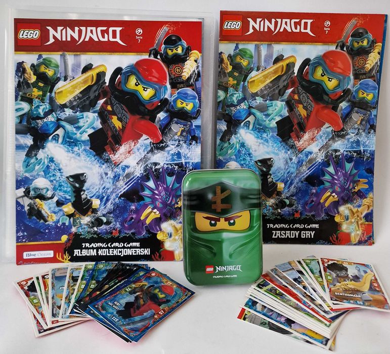 LEGO Ninjago seria 7 Album + puszka 60 kart+10 saszetek+ 4 złote