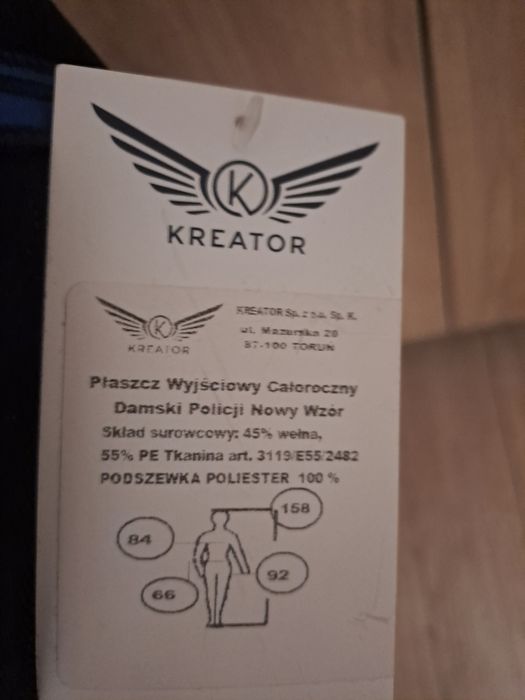 Płaszcz wyjściowy całoroczny damski policja