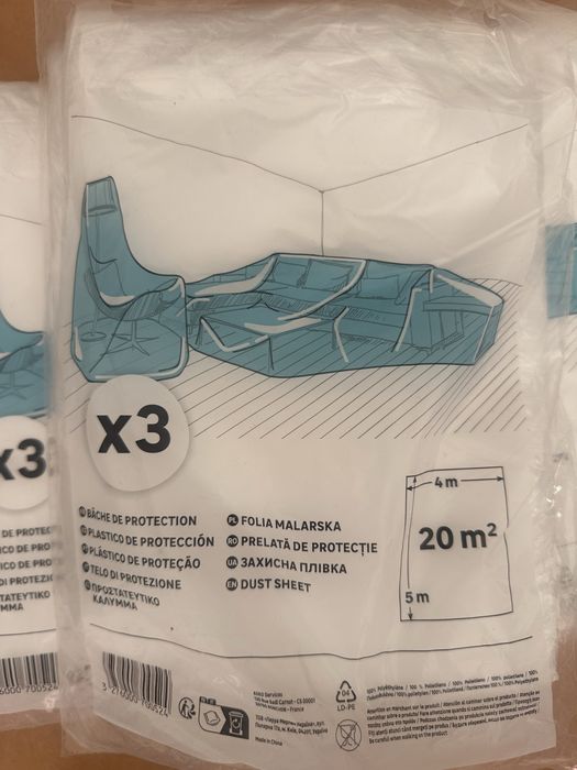 Pack 3 plásticos PROTEÇÃO PARA MÓVEIS 5X4M 5M PP
