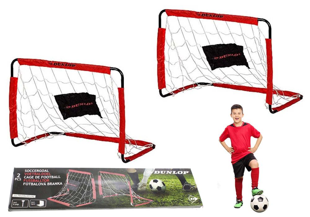 Bramki piłkarskie Dunlop  2 sztuki z siatką metalowe składane DEMO