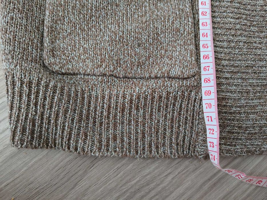 Długi sweter kardigan z kieszeniami ze złota nitka H&M s 36