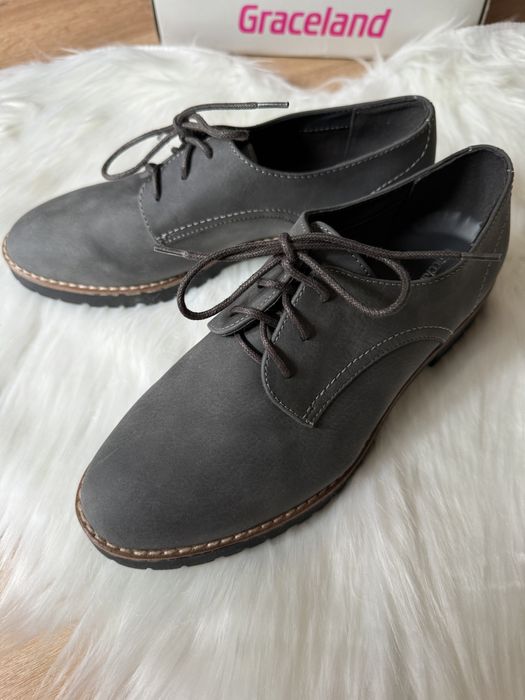 Szare oksfordki damskie Deichmann